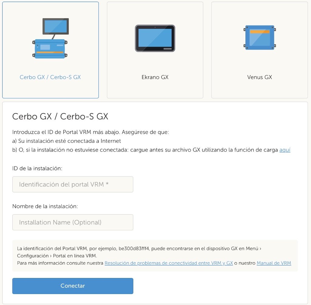 Ilustración de guia configuracion del monitoreo remoto en victron vrm